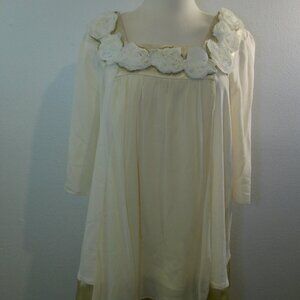 Randolph Duke Ivory Tiers Lined Rosettes 3/4 Sleeve Blouse Size 1X
